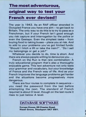 French On The Run (198x)(Swift Software) box cover back